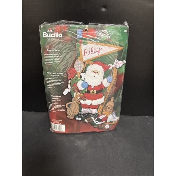 Bucilla Sports Santa Felt Christmas Stocking Kit OOP Original Sealed 18” USA - Picture 1 of 5